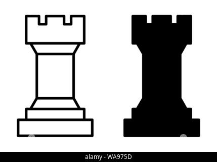 The Black and white Chess tower icons Stock Vector