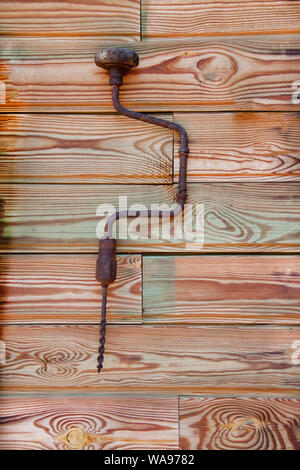 the Vintage Hand Drill rusted Stock Photo