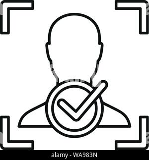 Approved face recognition icon. Outline approved face recognition vector icon for web design isolated on white background Stock Vector