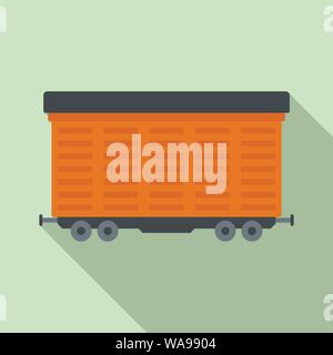 Cargo train wagon icon. Flat illustration of cargo train wagon vector icon for web design Stock Vector
