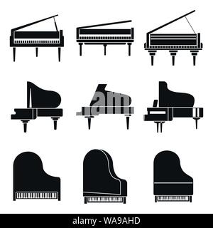 Music grand piano icons set. Simple set of music grand piano vector icons for web design on white background, Stock Vector