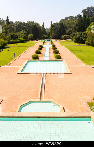 Portugal Oporto Porto Jardim do Palacio de Cristal Crystal Palace Gardens Central Parterre Grand Terrace pools channels water feature azulejo tiles Stock Photo