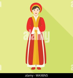 Vietnam woman icon. Flat illustration of Vietnam woman vector icon for web design Stock Vector