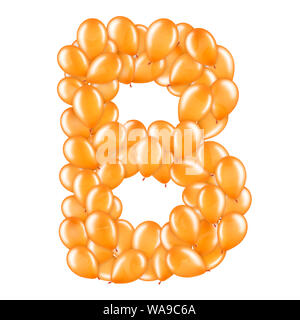 Orange letter B from helium balloons part of English alphabet. Stock Photo