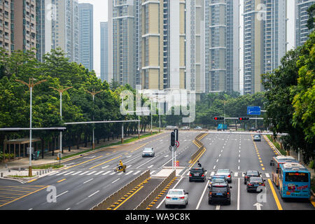 --FILE--The Qiaoxiang Road in Futian and Nanshan districts, which is Shenzhen's first 'smart road,' opens to public in Shenzhen city, south China's Gu Stock Photo