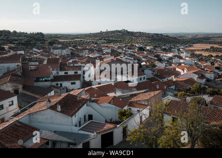 General view of Valencia de Alcántara from the castle. Cáceres province. Extremadura. Spain. Stock Photo
