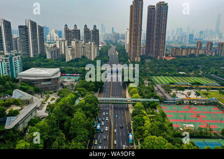 --FILE--The Qiaoxiang Road in Futian and Nanshan districts, which is Shenzhen's first 'smart road,' opens to public in Shenzhen city, south China's Gu Stock Photo