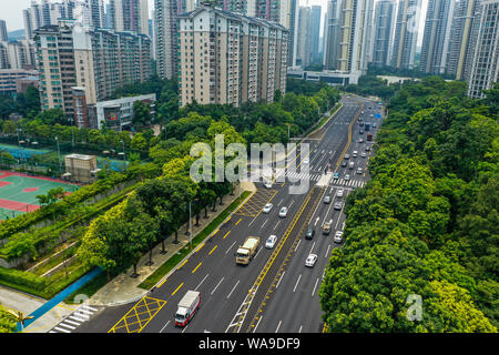 --FILE--The Qiaoxiang Road in Futian and Nanshan districts, which is Shenzhen's first 'smart road,' opens to public in Shenzhen city, south China's Gu Stock Photo