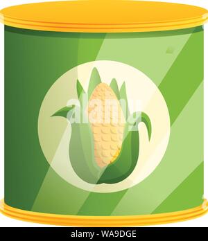 Corn tin can icon. Cartoon of corn tin can vector icon for web design isolated on white background Stock Vector