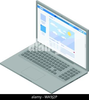 Laptop icon, isometric style Stock Vector