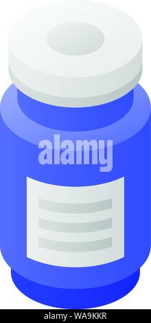 Pill jar icon, isometric style Stock Vector