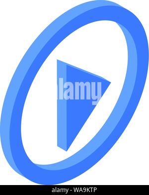 Play button icon, isometric style Stock Vector