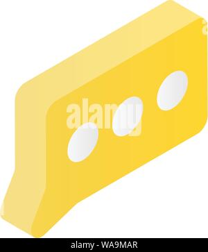 Yellow chat bubble icon, isometric style Stock Vector