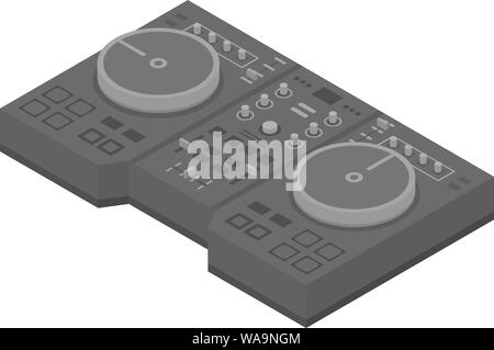 Metal dj console icon, isometric style Stock Vector