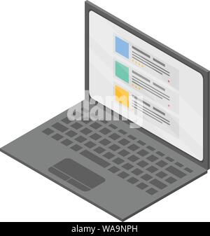 Business laptop icon, isometric style Stock Vector
