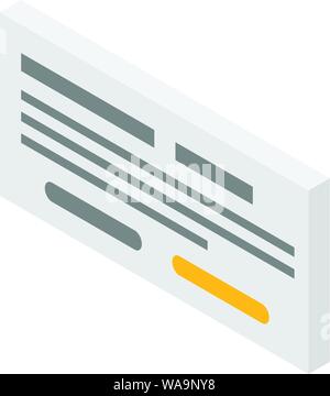 Sms text icon, isometric style Stock Vector