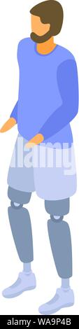 Man leg amputation icon, isometric style Stock Vector