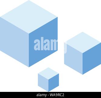 Set blue cubes icon, isometric style Stock Vector
