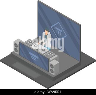 Night party dj concert icon, isometric style Stock Vector