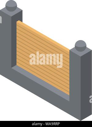 Fence black stone icon, isometric style Stock Vector