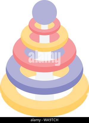 Toy ring pyramide icon, isometric style Stock Vector