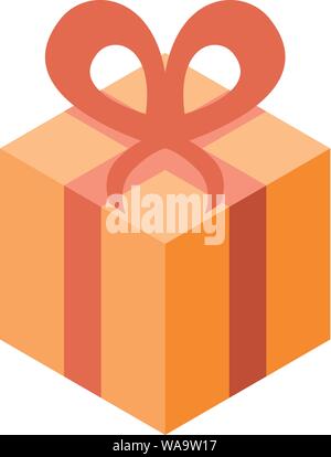 Yellow gift box icon, isometric style Stock Vector