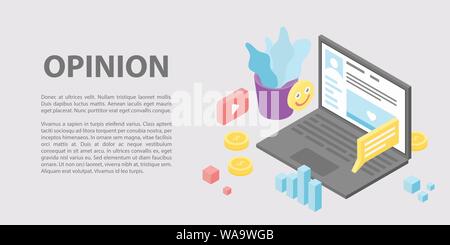 Web opinion concept banner, isometric style Stock Vector