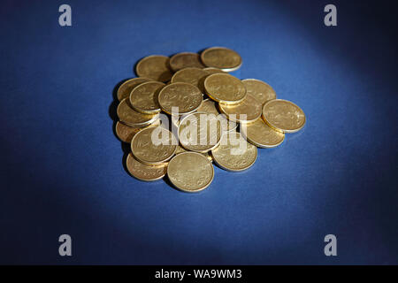 Heap of Indian five rupee coins
