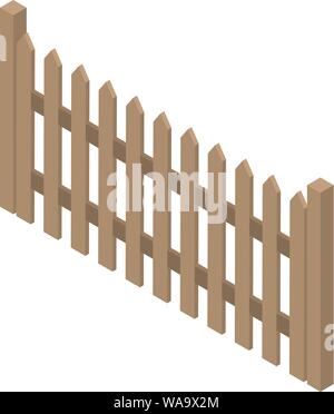 Traditional wood fence icon, isometric style Stock Vector