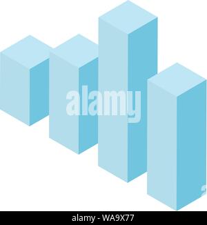 Blue graph column icon, isometric style Stock Vector