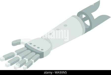 Metal artificial limb hand icon, isometric style Stock Vector