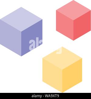 Colorful toy cubes icon, isometric style Stock Vector