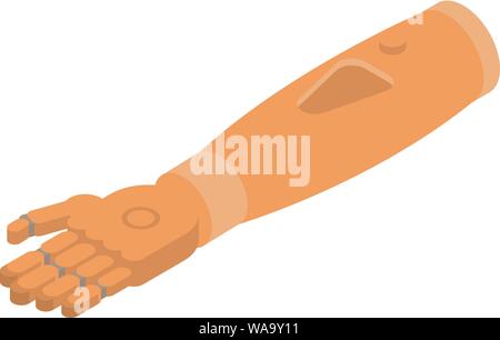 Strong prosthetic hand icon, isometric style Stock Vector