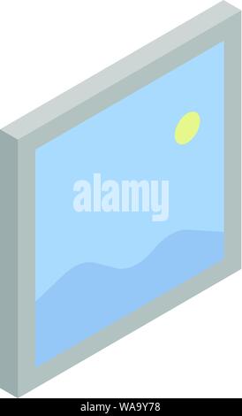 Mountains wall picture icon, isometric style Stock Vector