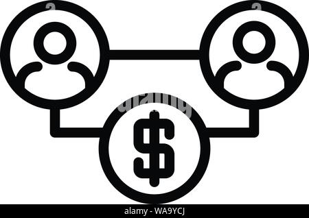 Leasing money people connection icon, outline style Stock Vector