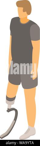 Guy prosthetic leg icon, isometric style Stock Vector