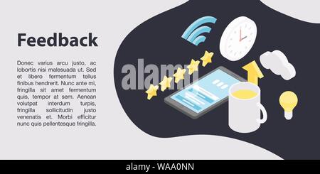 Feedback concept banner, isometric style Stock Vector