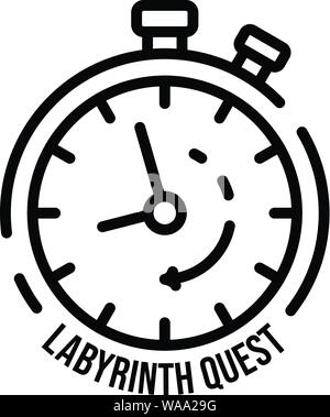 Stopwatch labyrinth quest icon, outline style Stock Vector