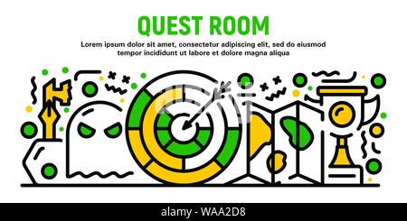 Quest room banner, outline style Stock Vector