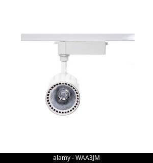 White spot ceiling led light interior lamp isolated on white background. Tracking lamp a new technology for Smart and ECO City Stock Photo