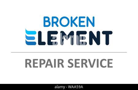 Broken Element - Vector illustration for phones, laptops Repair Service - Logo template of Tech Support. Stock Vector