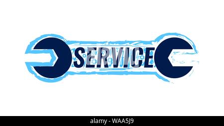Digital Equipment Repair, Vector logotype template with Spanner and caption Service isolated on white. Stock Vector