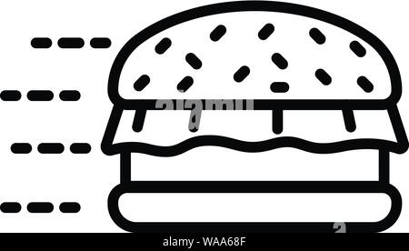 Fast food burger icon, outline style Stock Vector