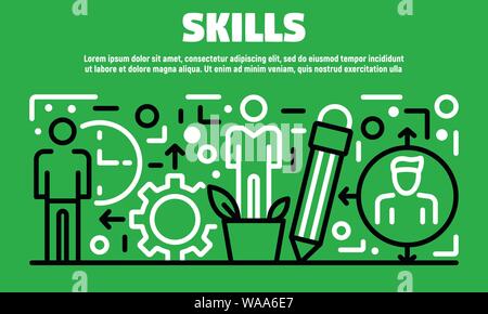 Skills banner, outline style Stock Vector