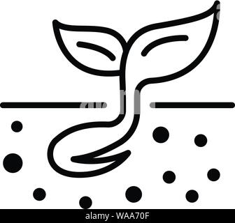 Sprouted seed icon, outline style Stock Vector