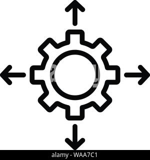 Gear and arrows icon, outline style Stock Vector