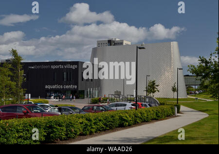 The aquatics centre building, part of the new Aberdeen sports village in inner city Aberdeen, Scotland, UK Stock Photo