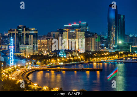 Aerial view of the Baku Boulevard, Baku, Azerbaijan Stock Photo