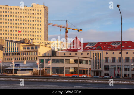 Reykjavik, Iceland - April 3, 2017: Cityscape of Reykjavik with modern buildings. Capital city of Iceland Stock Photo