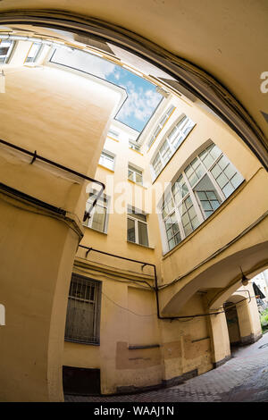 ST. PETERSBURG, RUSSIA - JULY 16, 2016:  The yard-well in the old municipal area Stock Photo